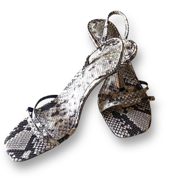 VINCE CAMUTO Kitten Heel Slingback Sandals 
Snake-print Leather 3”  Size 9 1/2 - Picture 2 of 14